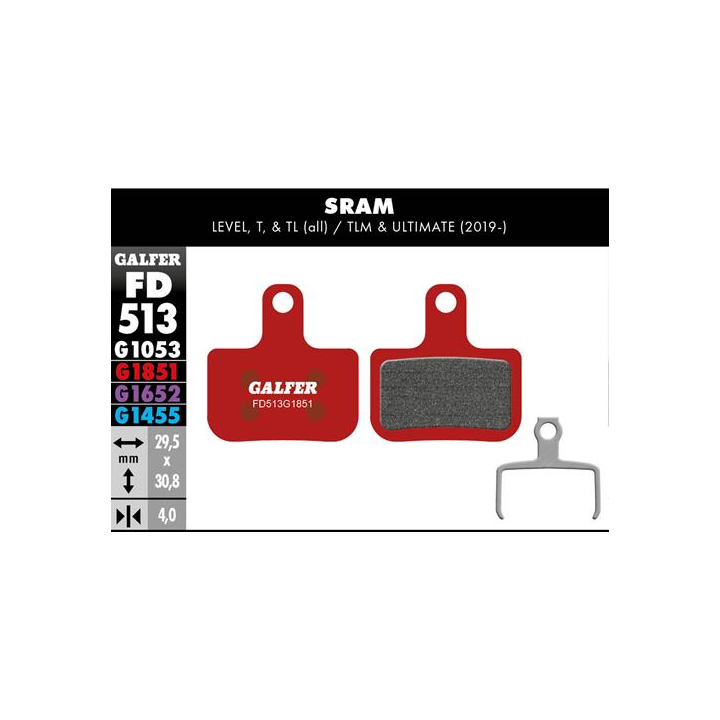 Pastillas de freno Galfer FD513G1851 Advanced Sram Level T, TL