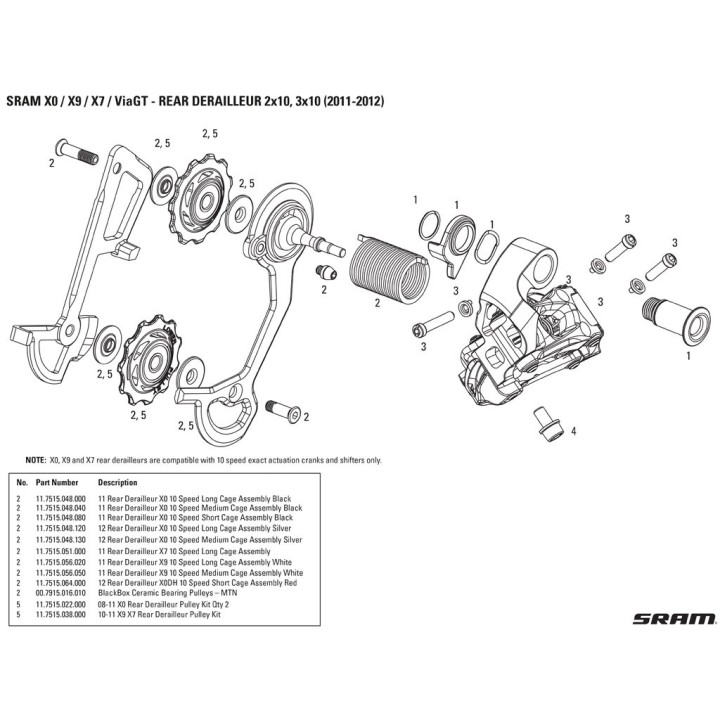 Roldanas Cambio Sram REC/X9/X7/GX 10v