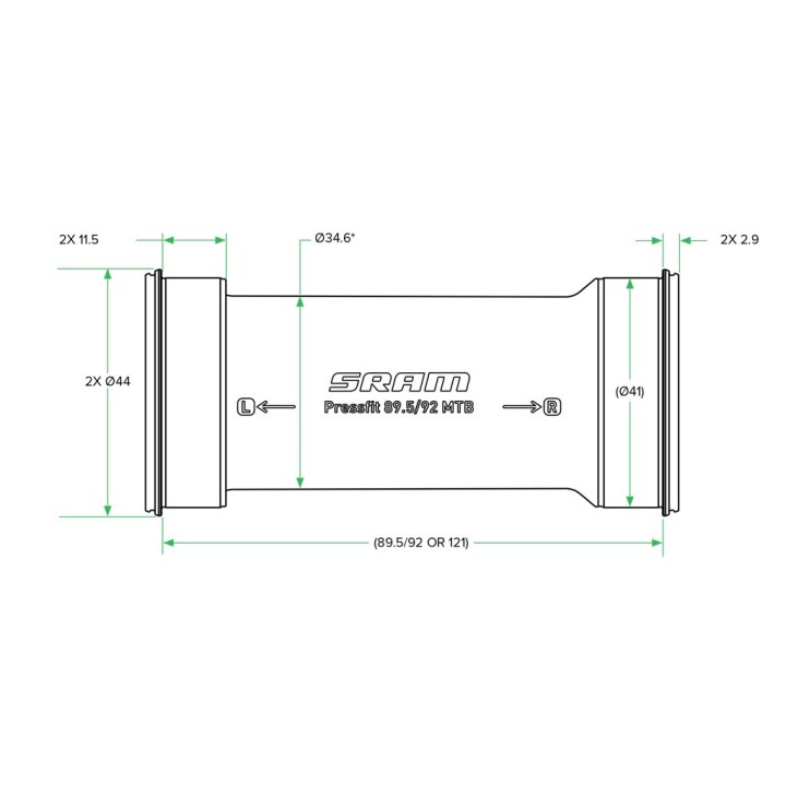 Caja Presión Pedalier Sram 41x121mm FAT BIKE